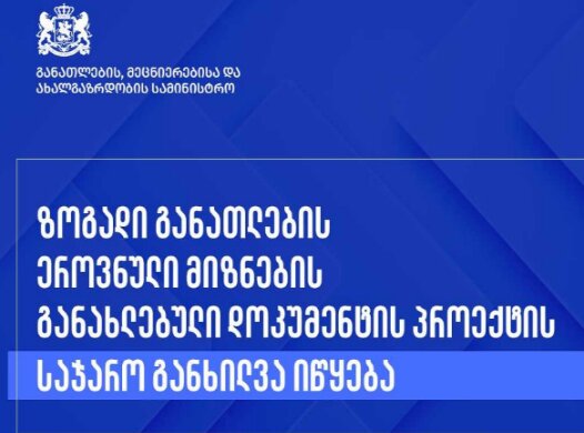 تهیه پیش نویس جدیدی از سند اهداف ملی آموزش عمومی از سوی وزارت آموزش، علوم و جوانان گرجستان