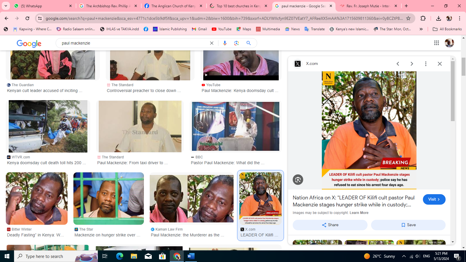 مسیحیت ، شاخه ها و سازمانهای وابسته به آن در کنیا