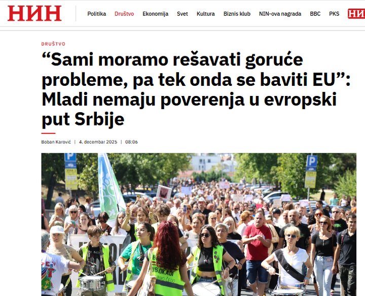 نتایج یک نظر سنجی :جوانان به مسیر اروپایی صربستان اعتماد ندارند